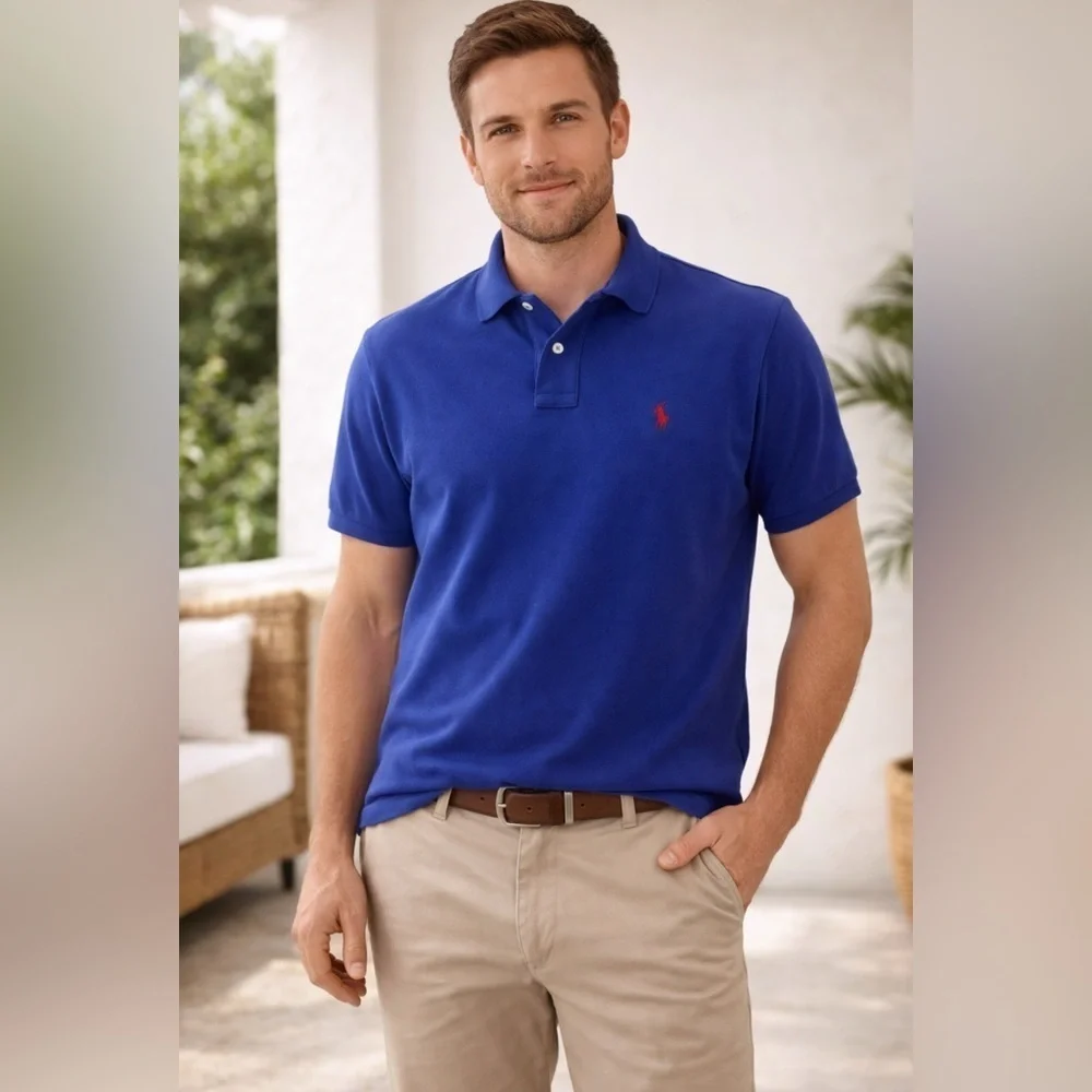 Ralph Lauren Blue Polo Shirt Classic Design Large